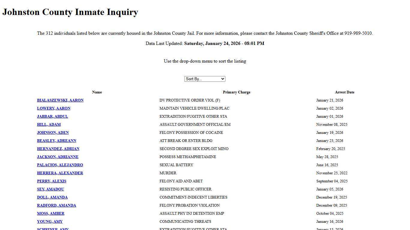 Johnston County Inmate Inquiry